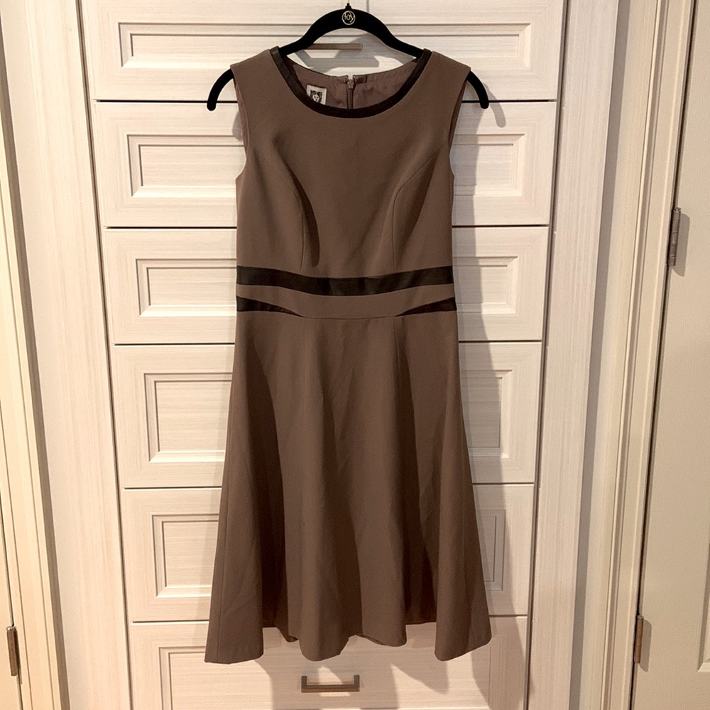 Anne Klein brown sleeveless dress—simply classic!